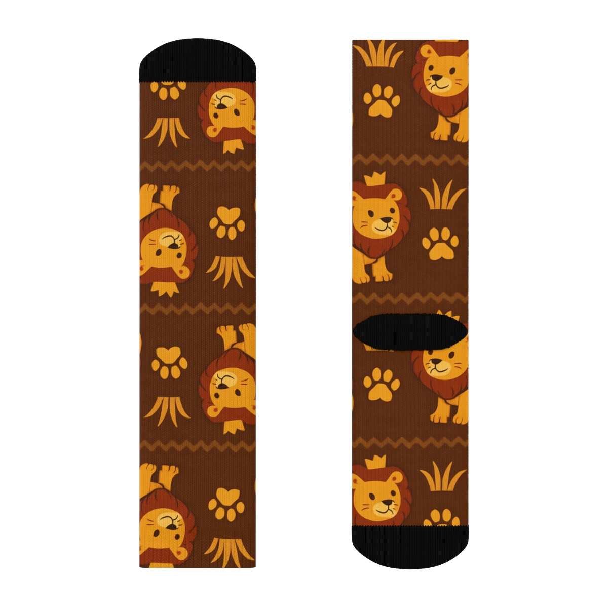 Savanna Parade Lion Pattern Bands stylish athletic crew socks