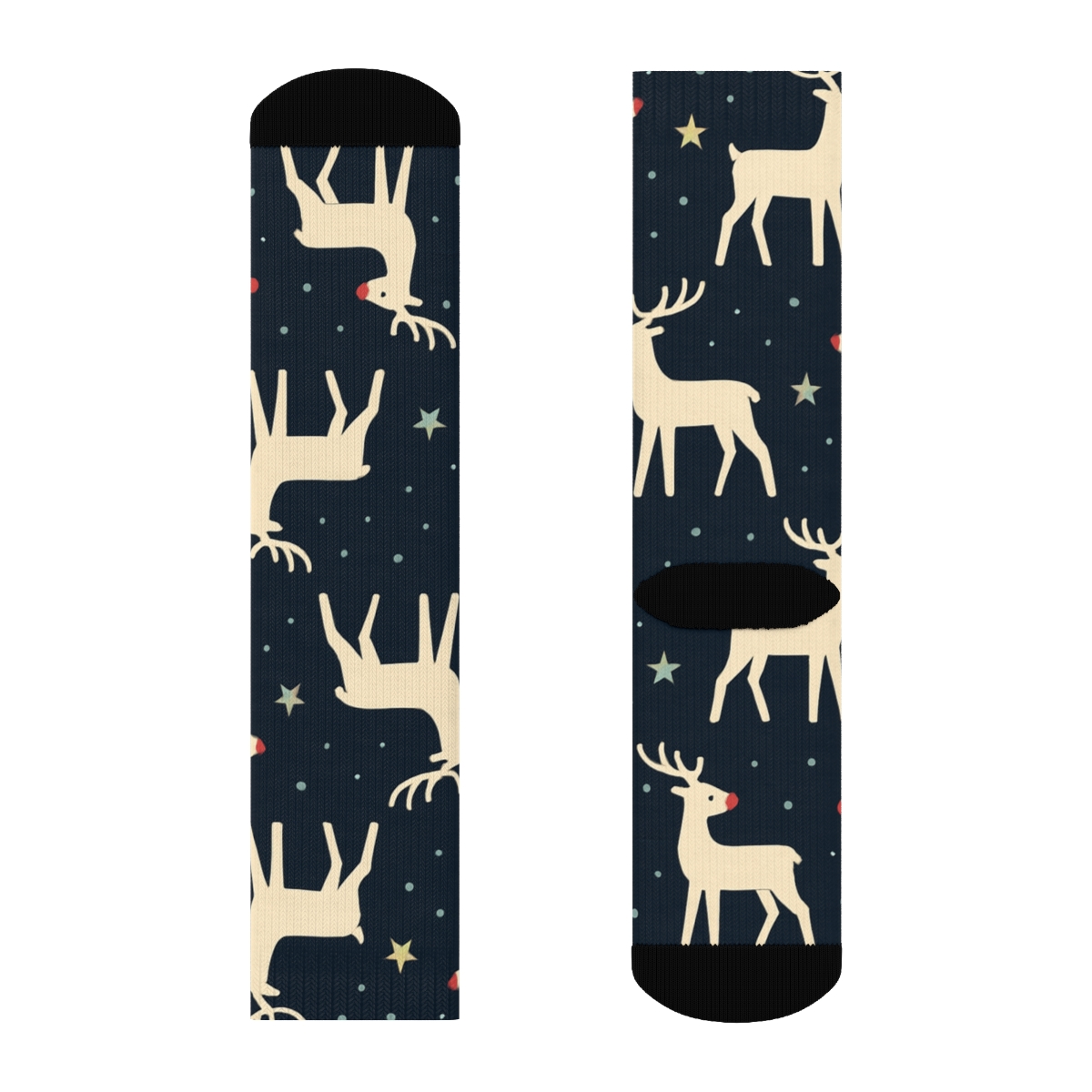 Scarlet Nose Starfield Pattern Rudolph stylish athletic crew socks