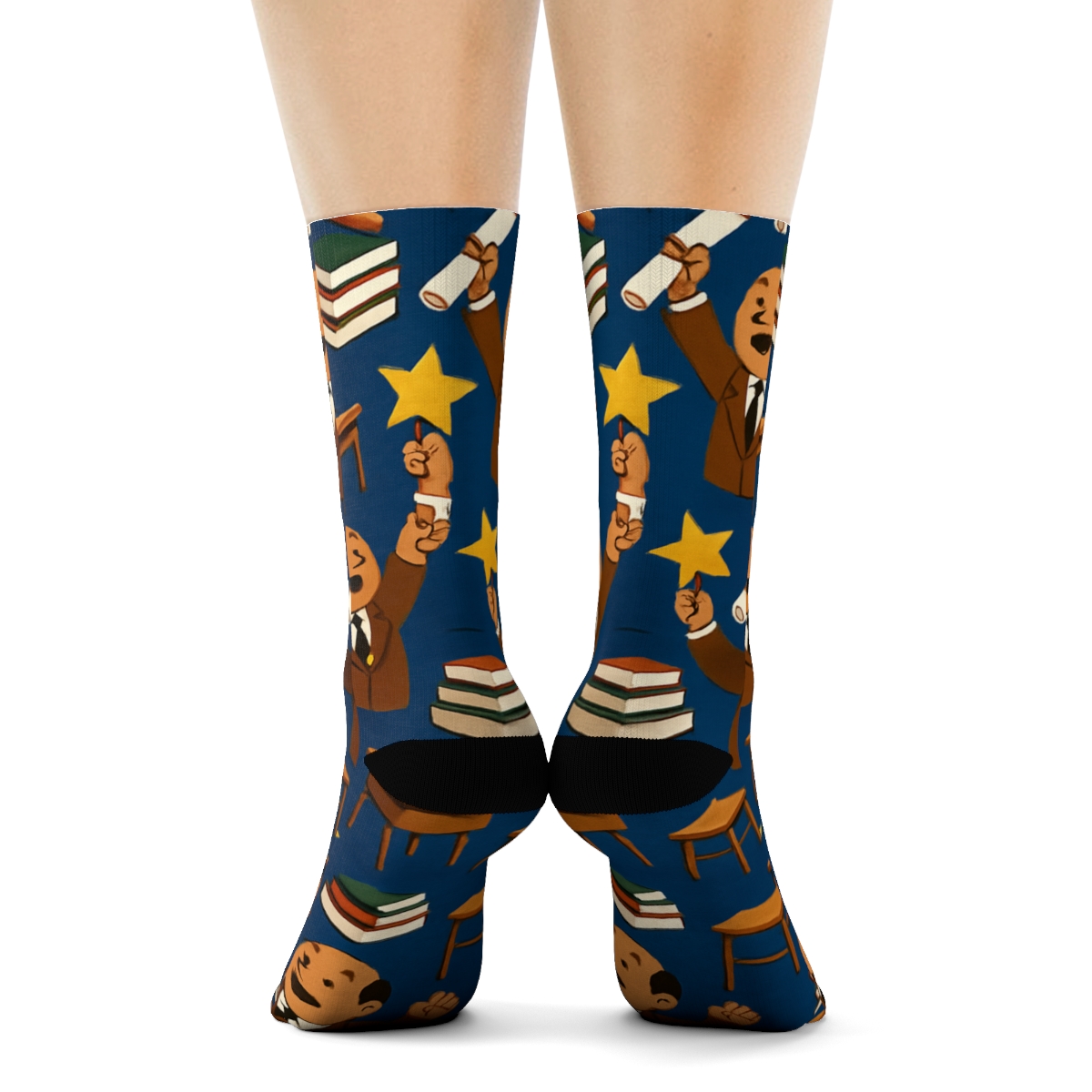 School Principal Celebration Collage Pattern comfortable cotton crew socks