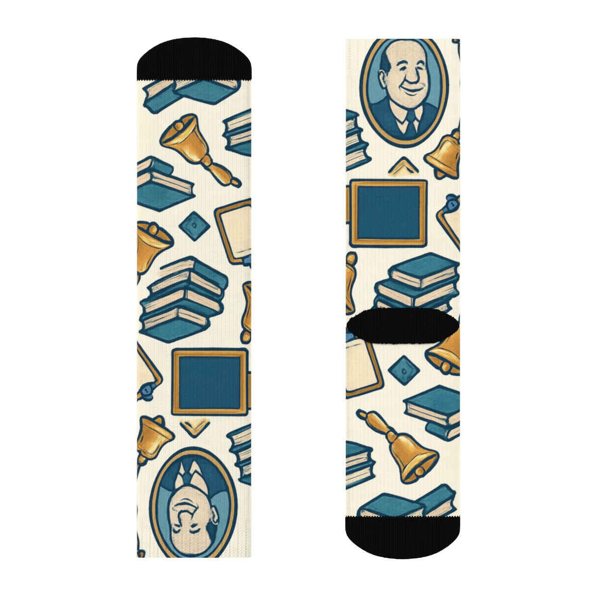 School Principal Portrait Medallion Tessellation stylish athletic crew socks