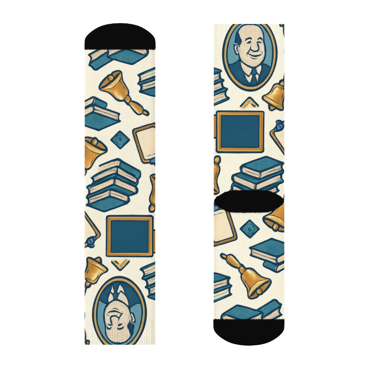 School Principal Portrait Medallion Tessellation stylish athletic crew socks
