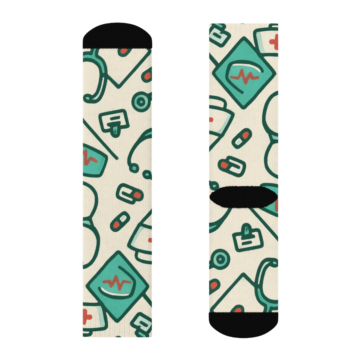 Scrub Green Lattice, Nurse Edition unique graphic crew socks