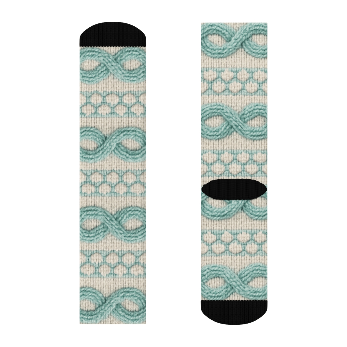 Seafoam Cable Knit Tide Bands premium sports crew socks