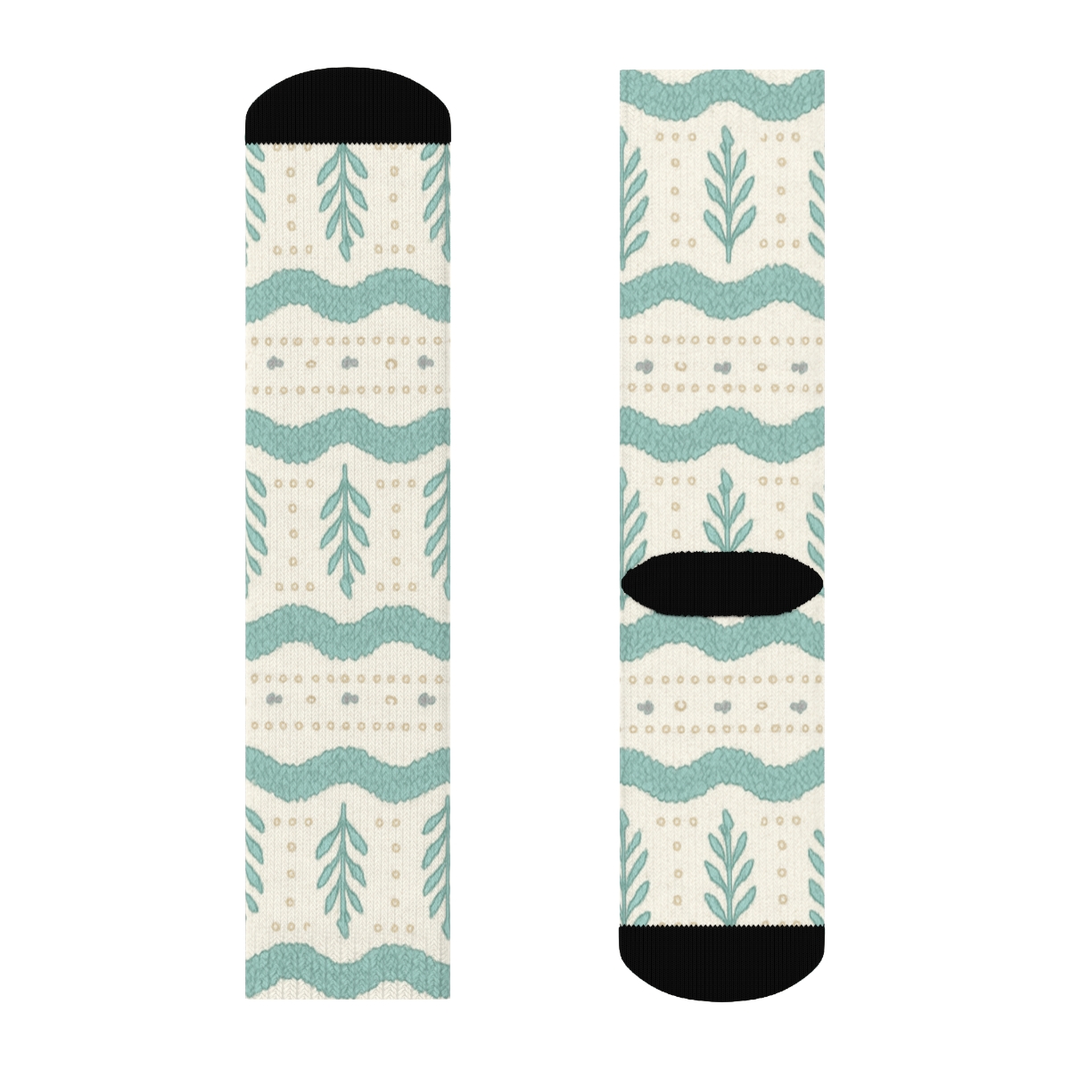 Seafoam Kelp Ripple Bands Minimal Knit personalized crew socks