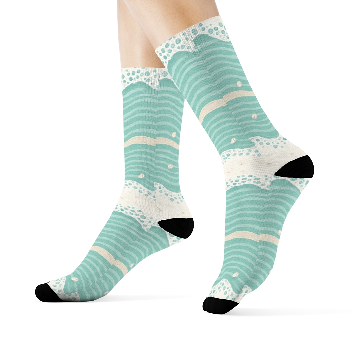 Seafoam Ripple Bands unique graphic crew socks