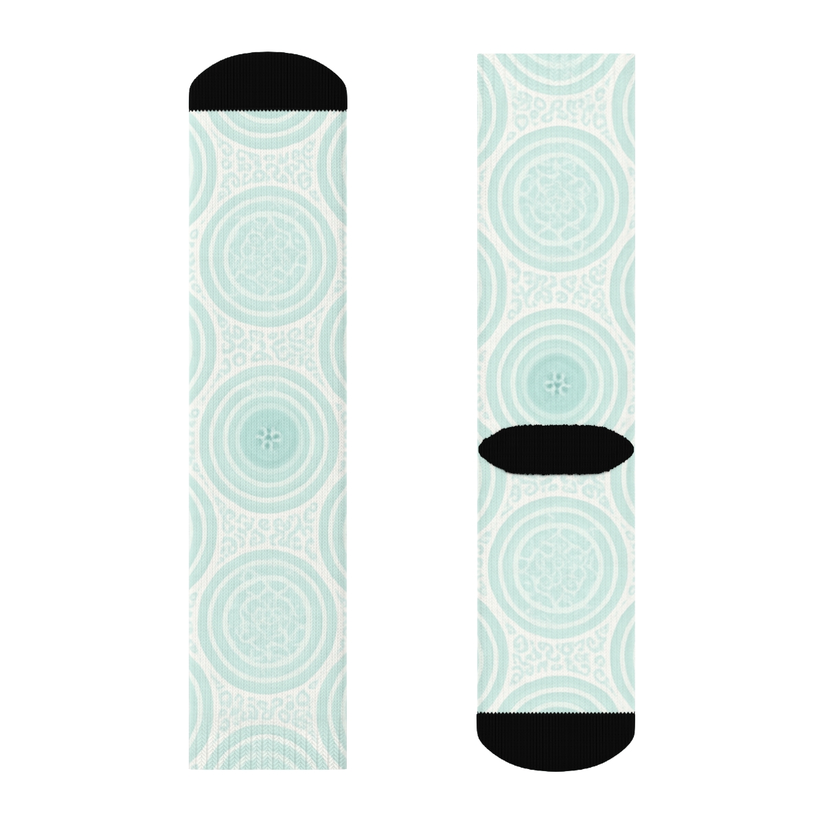 Seafoam Ripple Lattice comfortable cotton crew socks