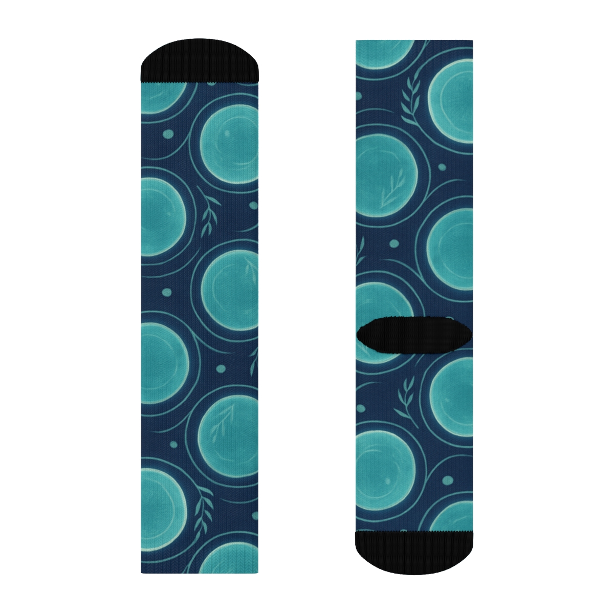 Seafoam Ripple Lattice designer printed crew socks