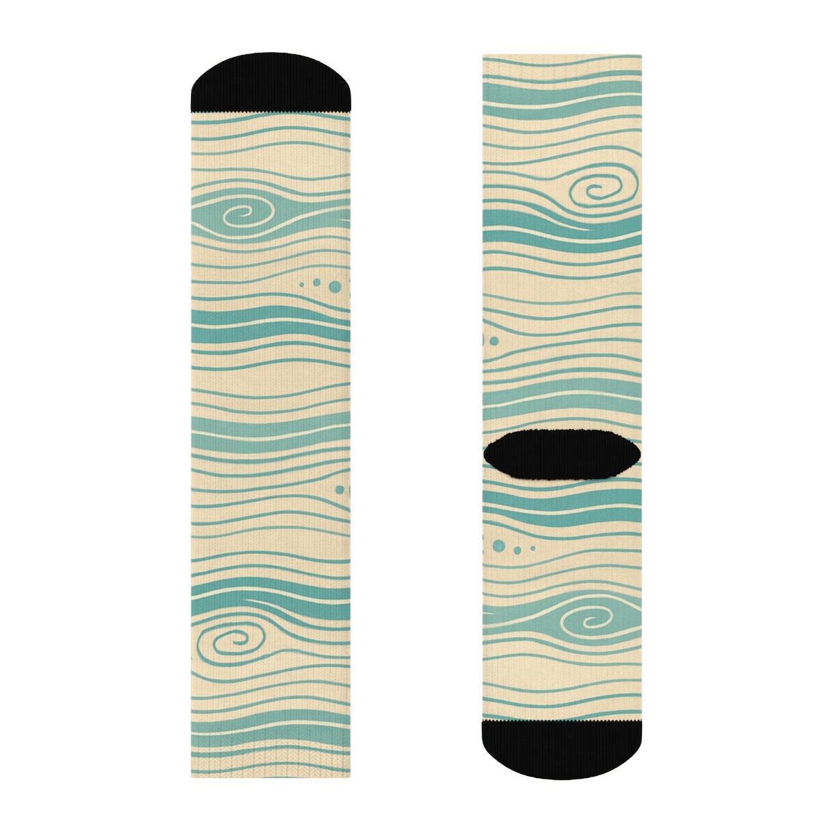 Seafoam Tide Band Topography On Warm Sand Background stylish athletic crew socks