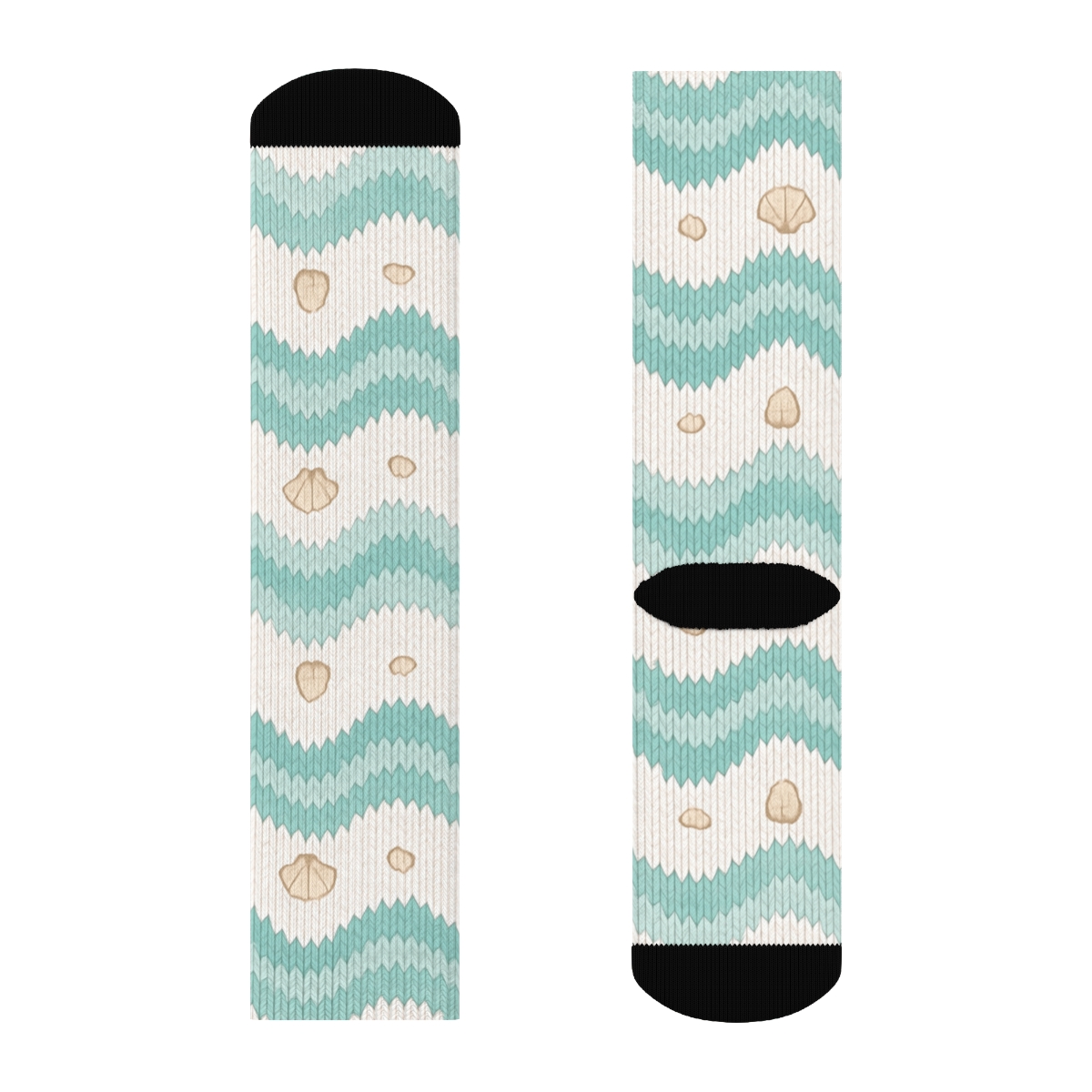 Seafoam Tide Bands Minimal Knit Illusion unique graphic crew socks