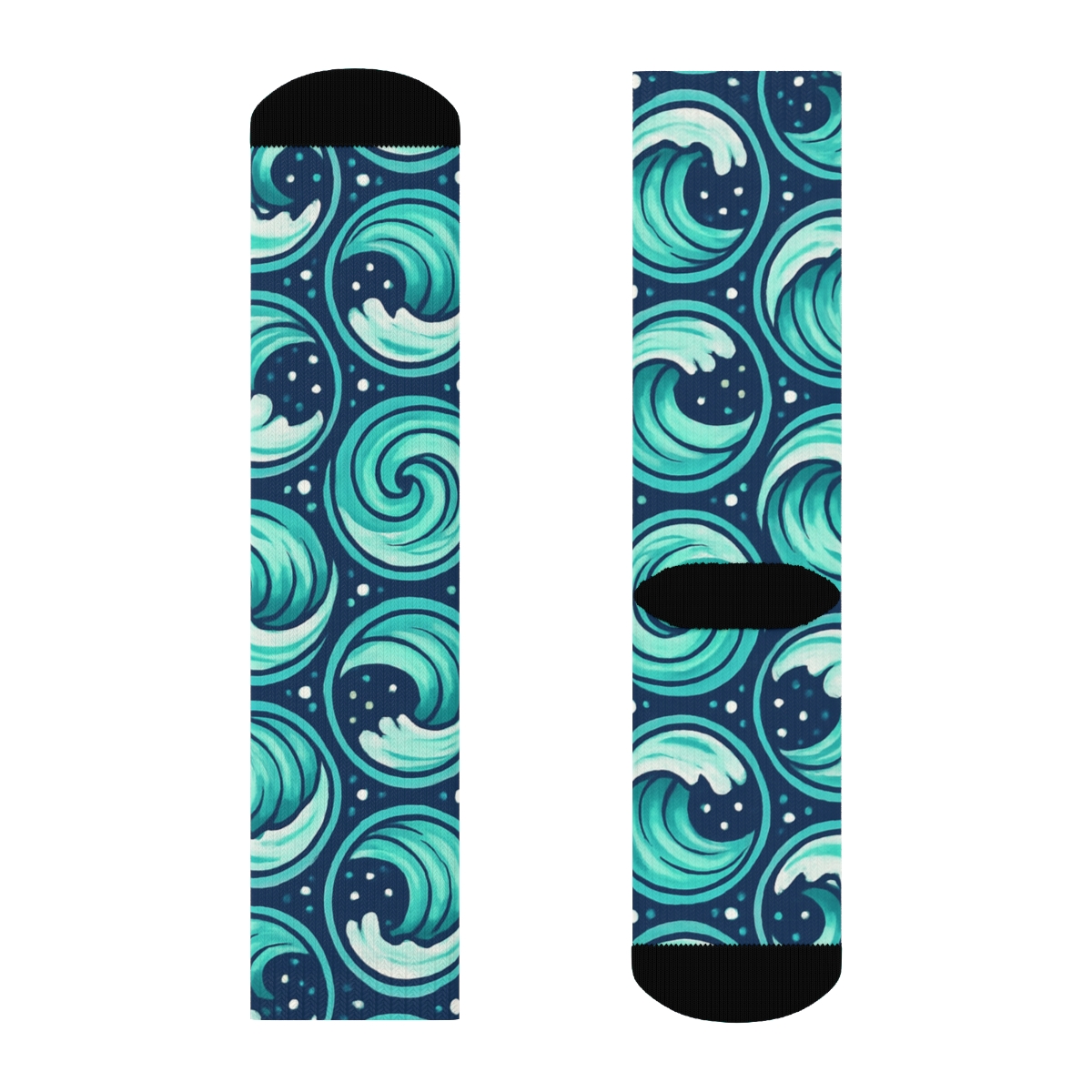Seafoam Whirlpool Medallion Tiles unique graphic crew socks