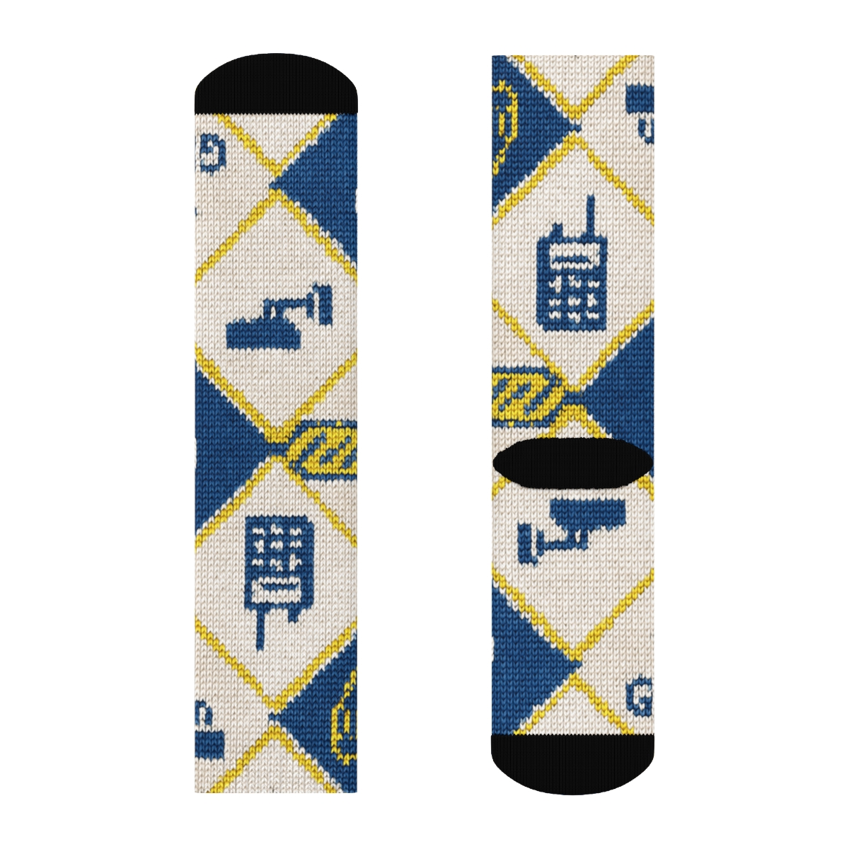 Security Guard Badge And Camera Quilt Tile soft everyday crew socks