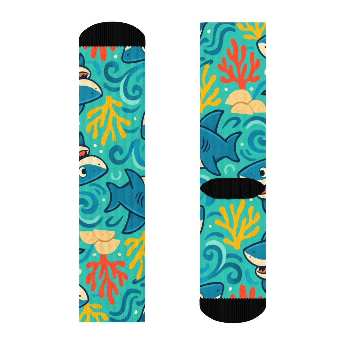 Shark-Patterned Reef Carnival personalized crew socks