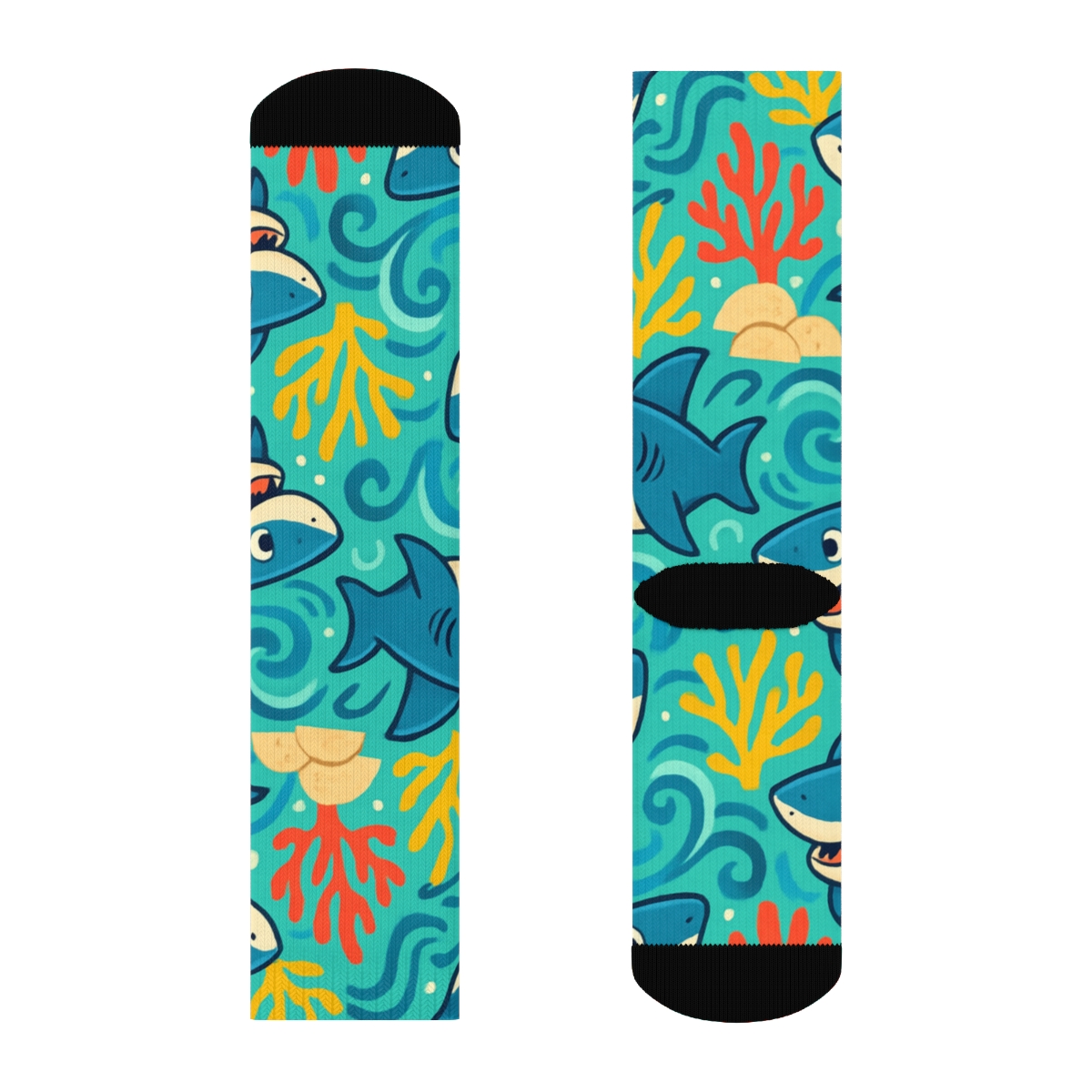 Shark-Patterned Reef Carnival personalized crew socks