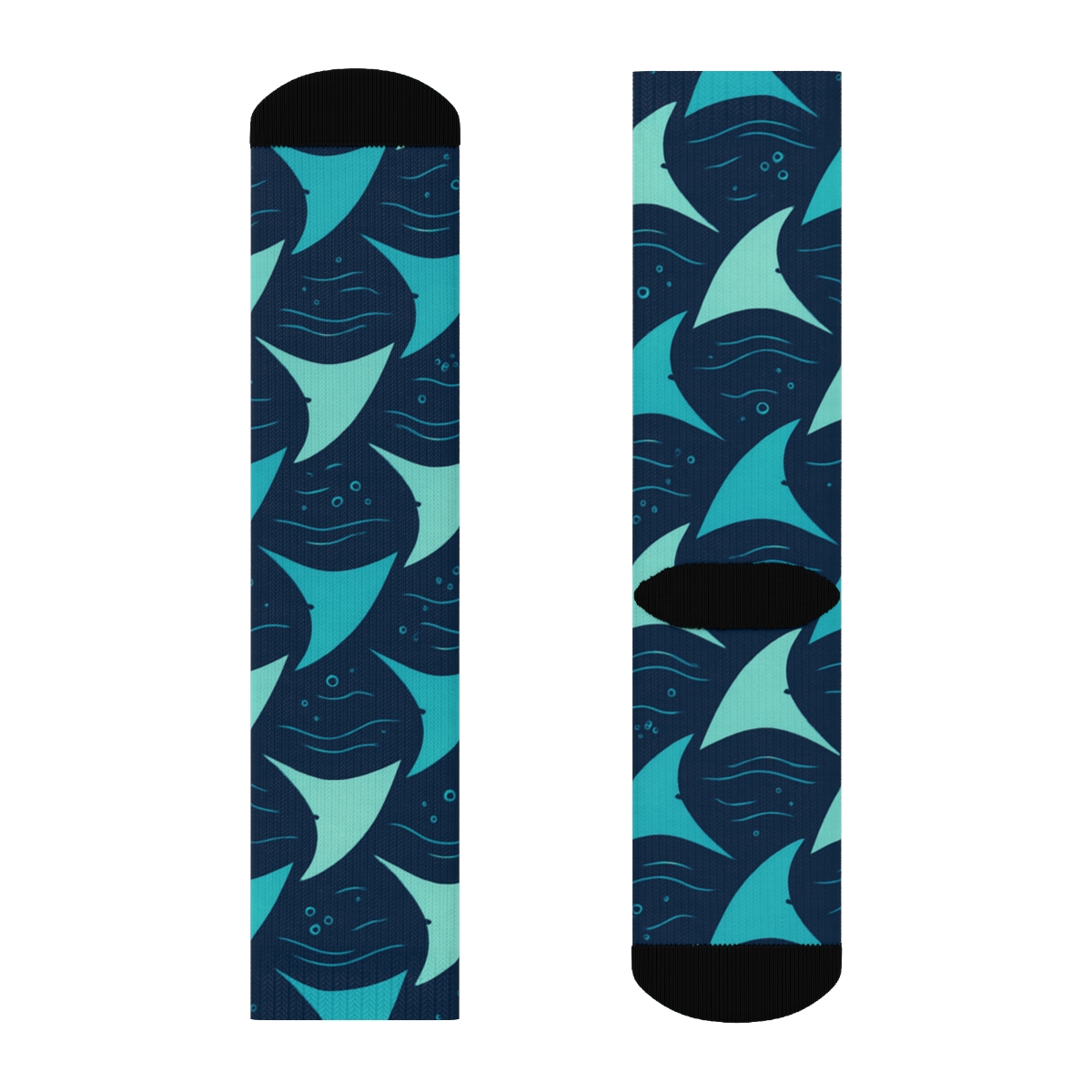 Shark Tide Chevron Waves stylish athletic crew socks