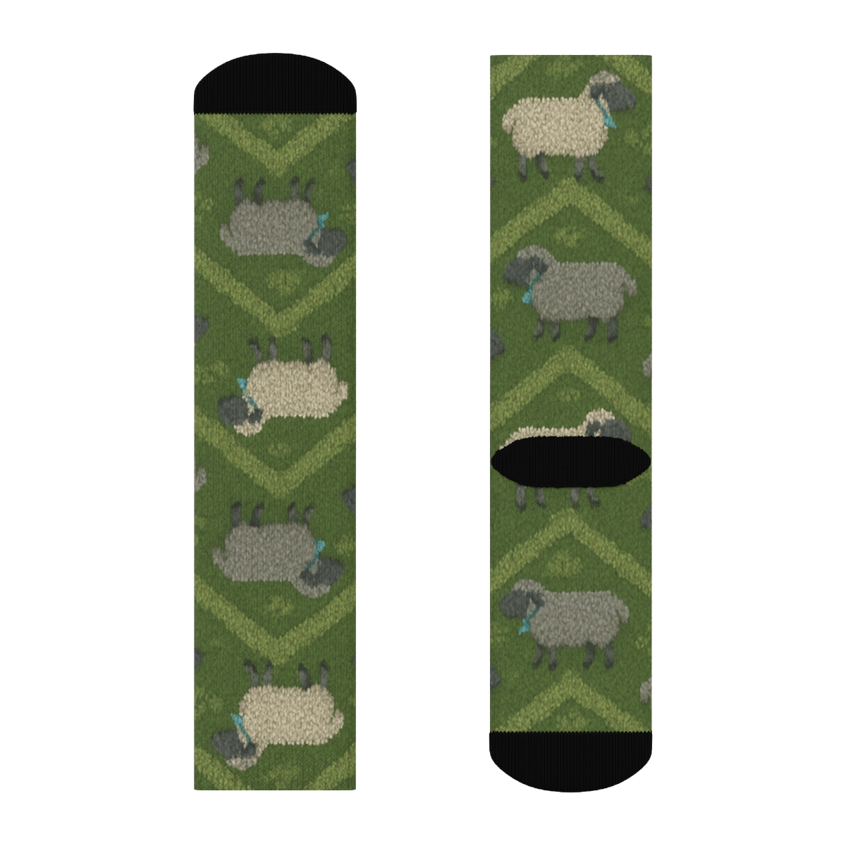 Sheep Hilltop Chevron Pasture unique graphic crew socks