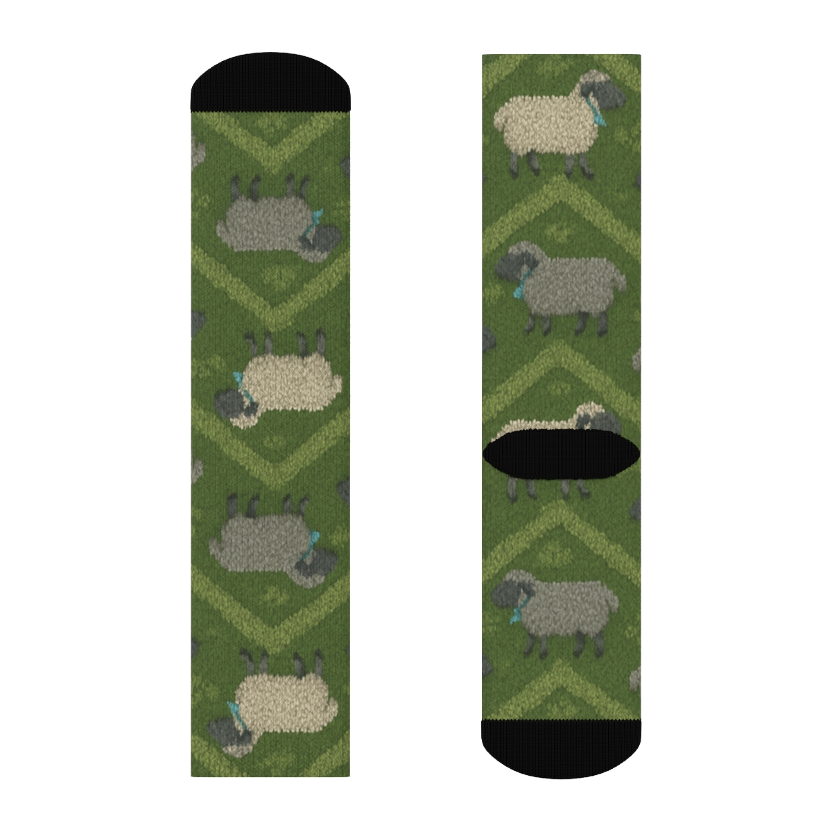 Sheep Hilltop Chevron Pasture unique graphic crew socks