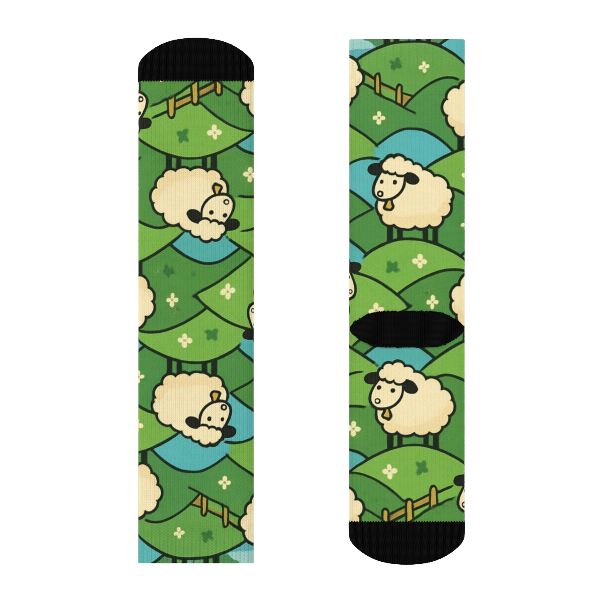 Sheep Hilltop Clover Chevron unique graphic crew socks
