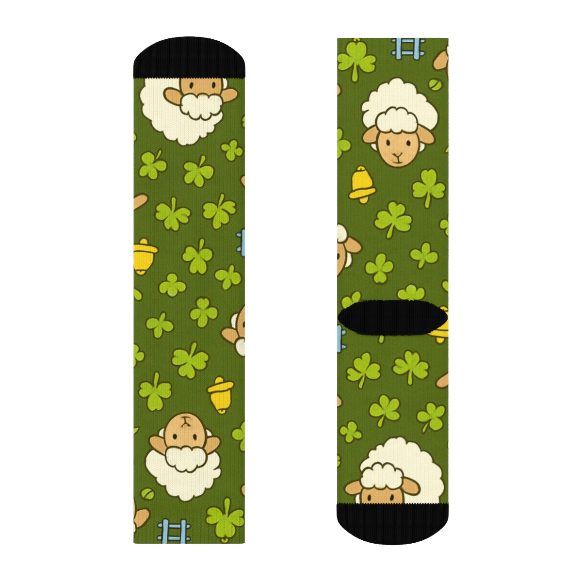 Sheep Meadow Chevron On Moss Green personalized crew socks