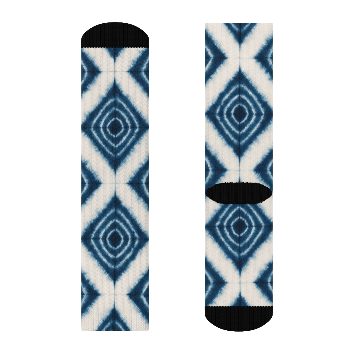 Shibori Diamond Array On White Field premium sports crew socks