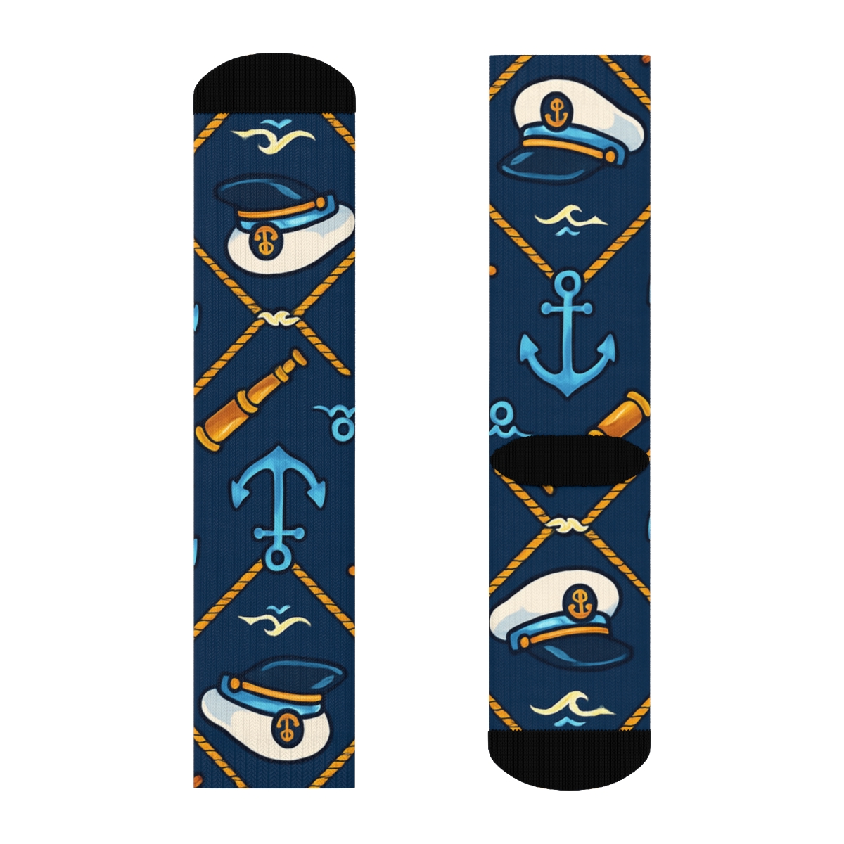 Ship Captain Helm And Horizon Lattice stylish athletic crew socks