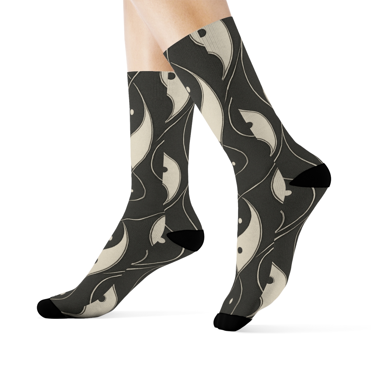 Silver Charcoal Teardrop Weave Grid soft everyday crew socksSilver Charcoal Teardrop Weave Grid Crew Socks - Image 3