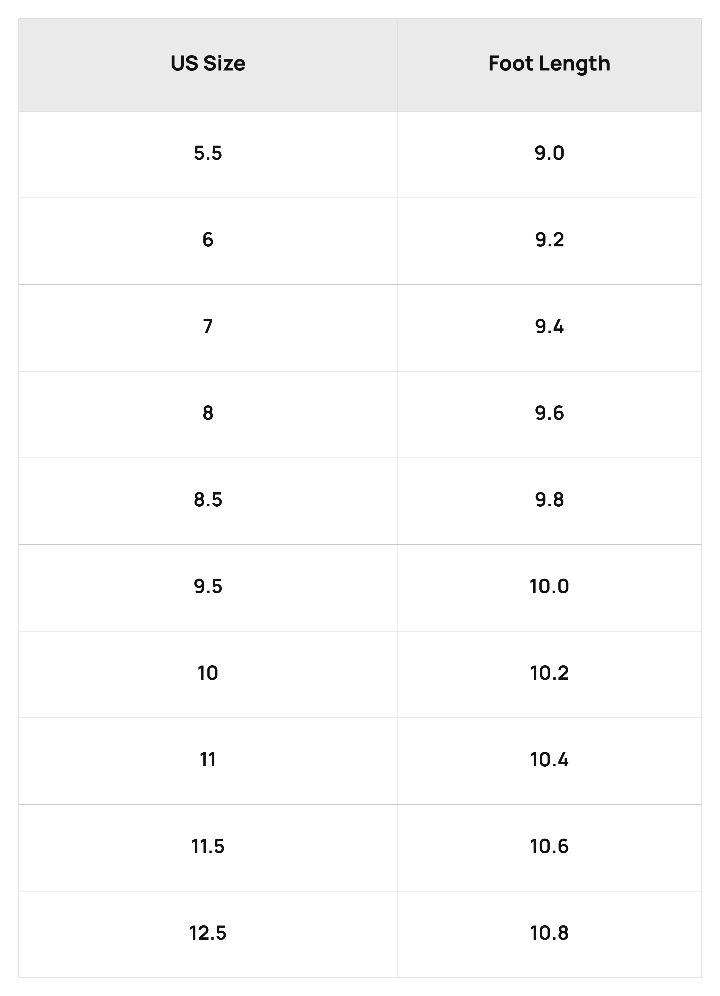 Size Chart