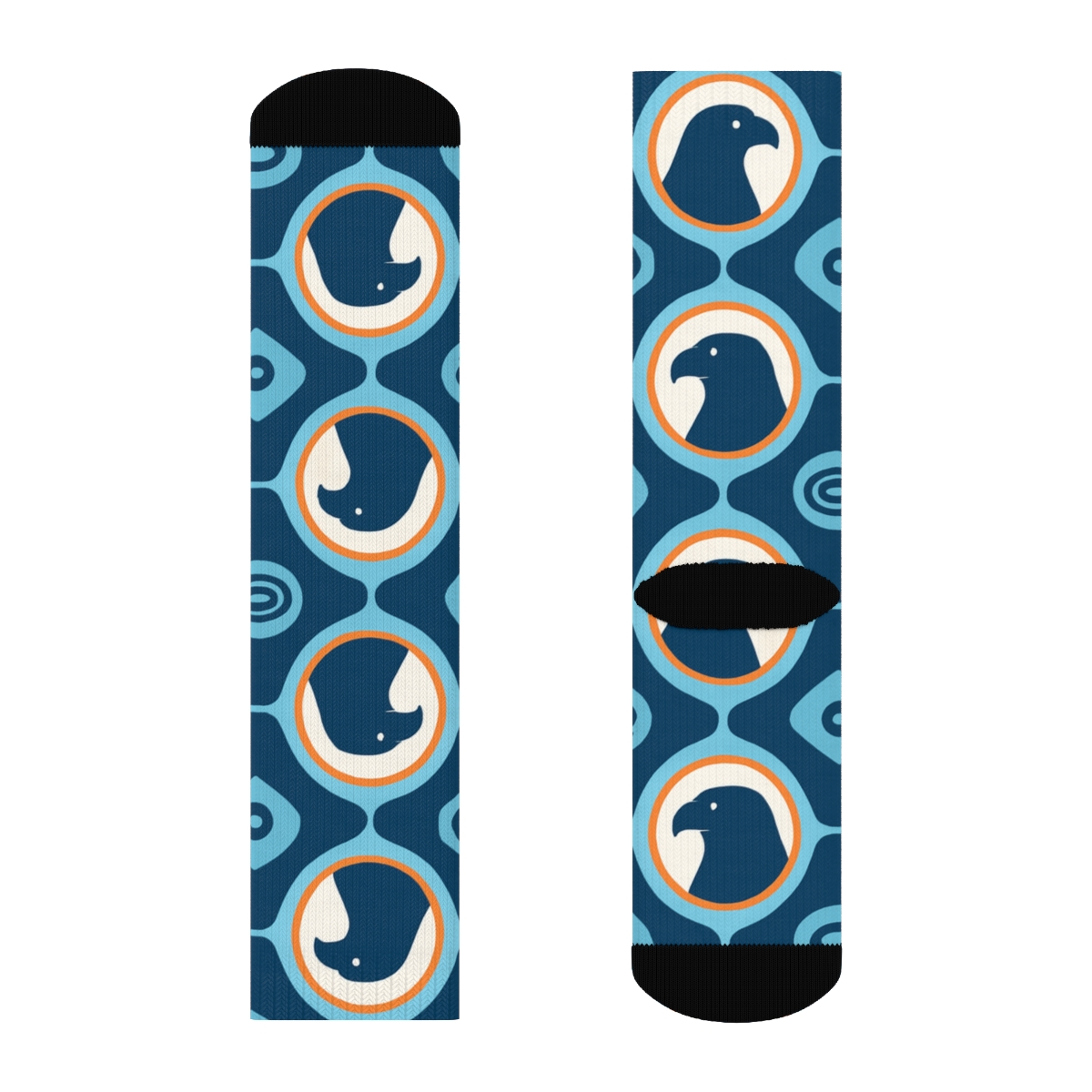 Sky Blue Tessellation With Eagle Silhouette Medallions premium sports crew socks
