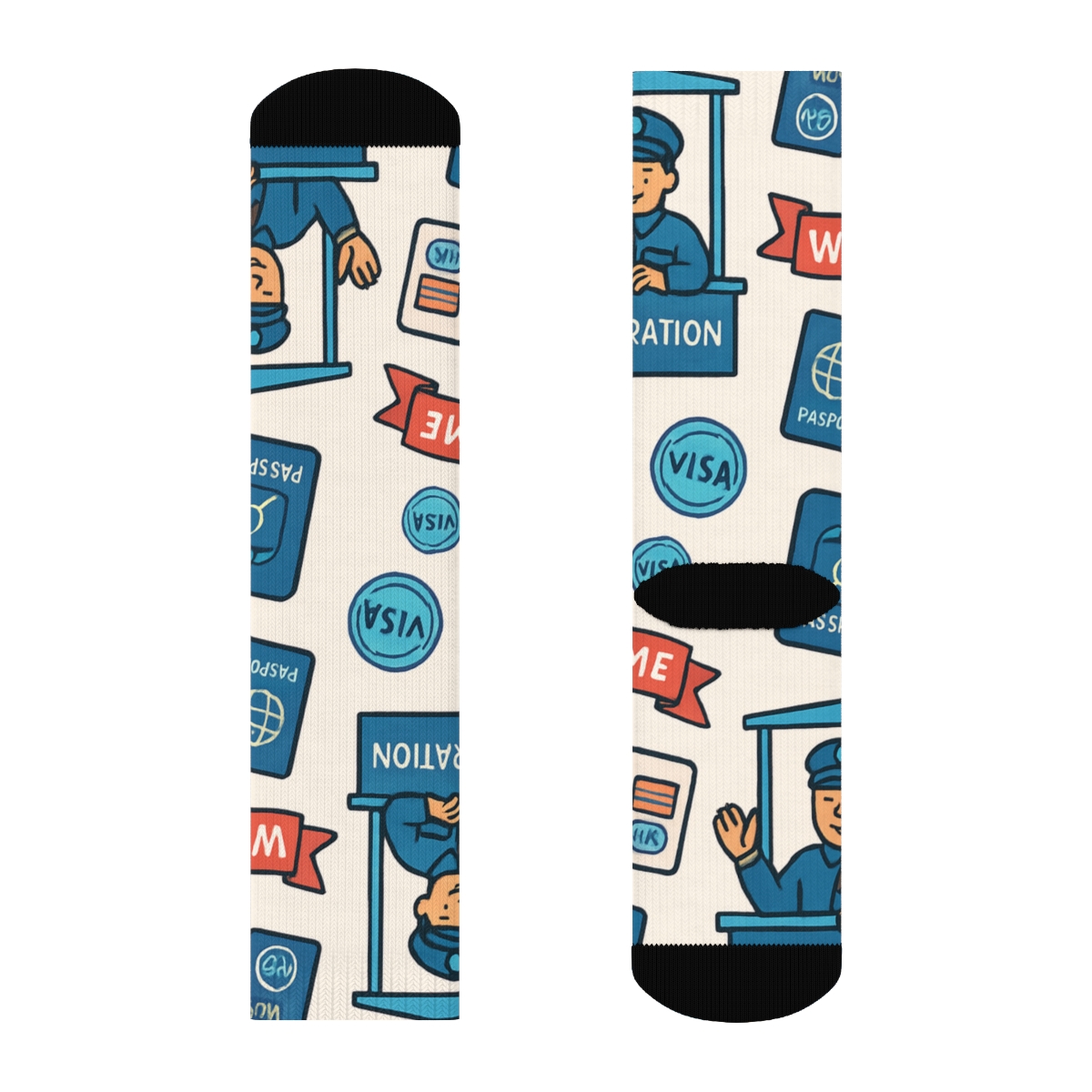 Sky Gateways Pattern With Immigration Officer Story unique graphic crew socks