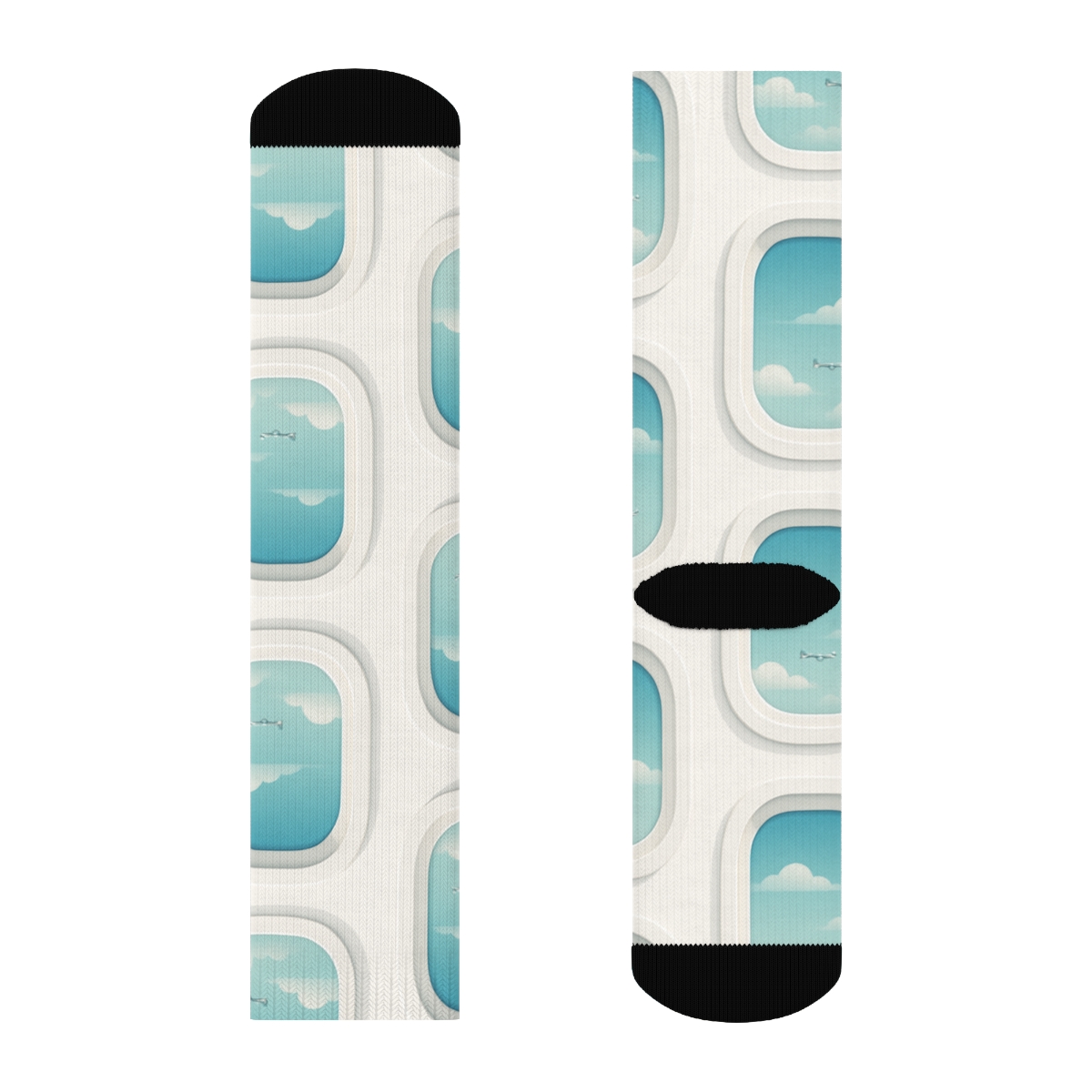 Sky Window Grid With Airplane Views personalized crew socks