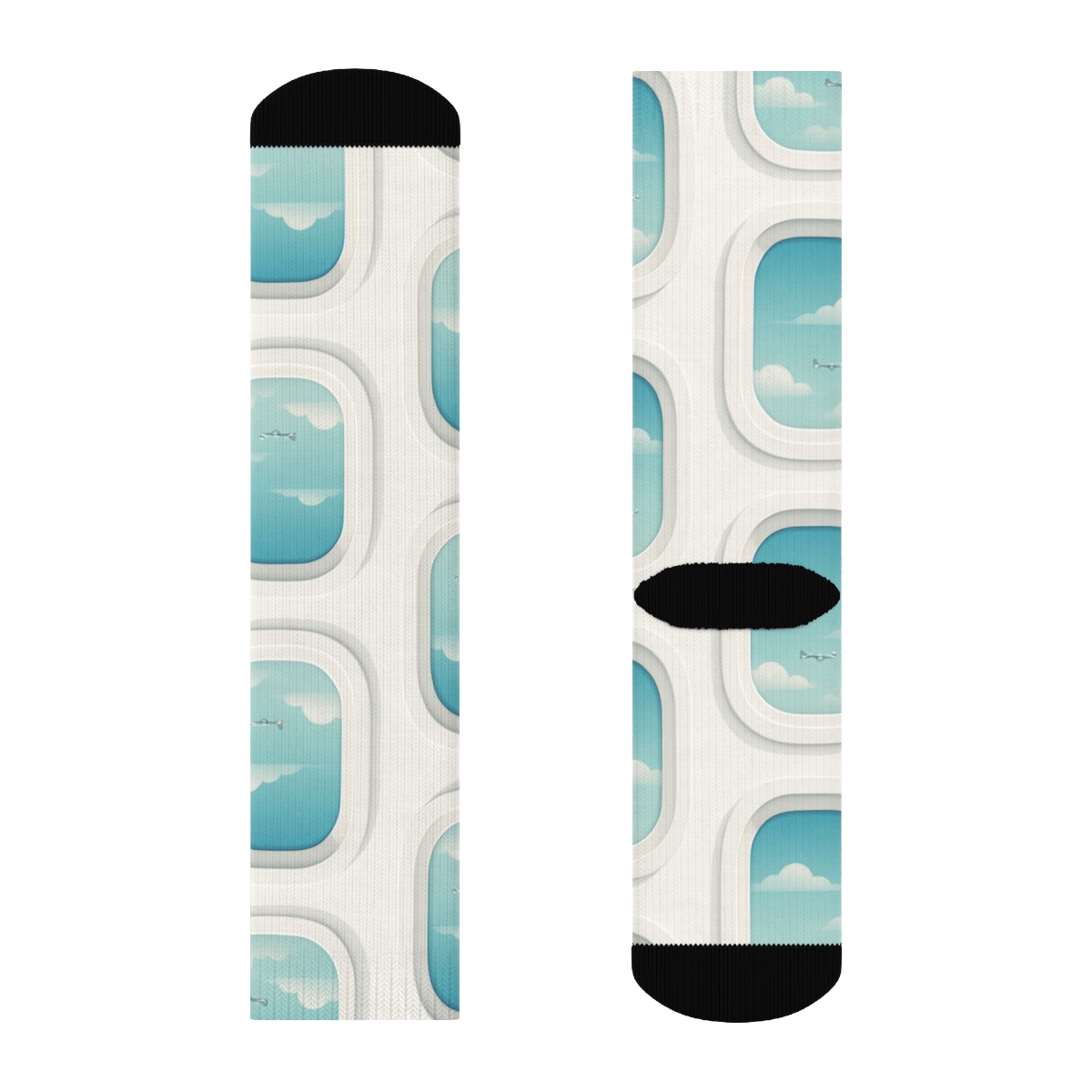 Sky Window Grid With Airplane Views personalized crew socks