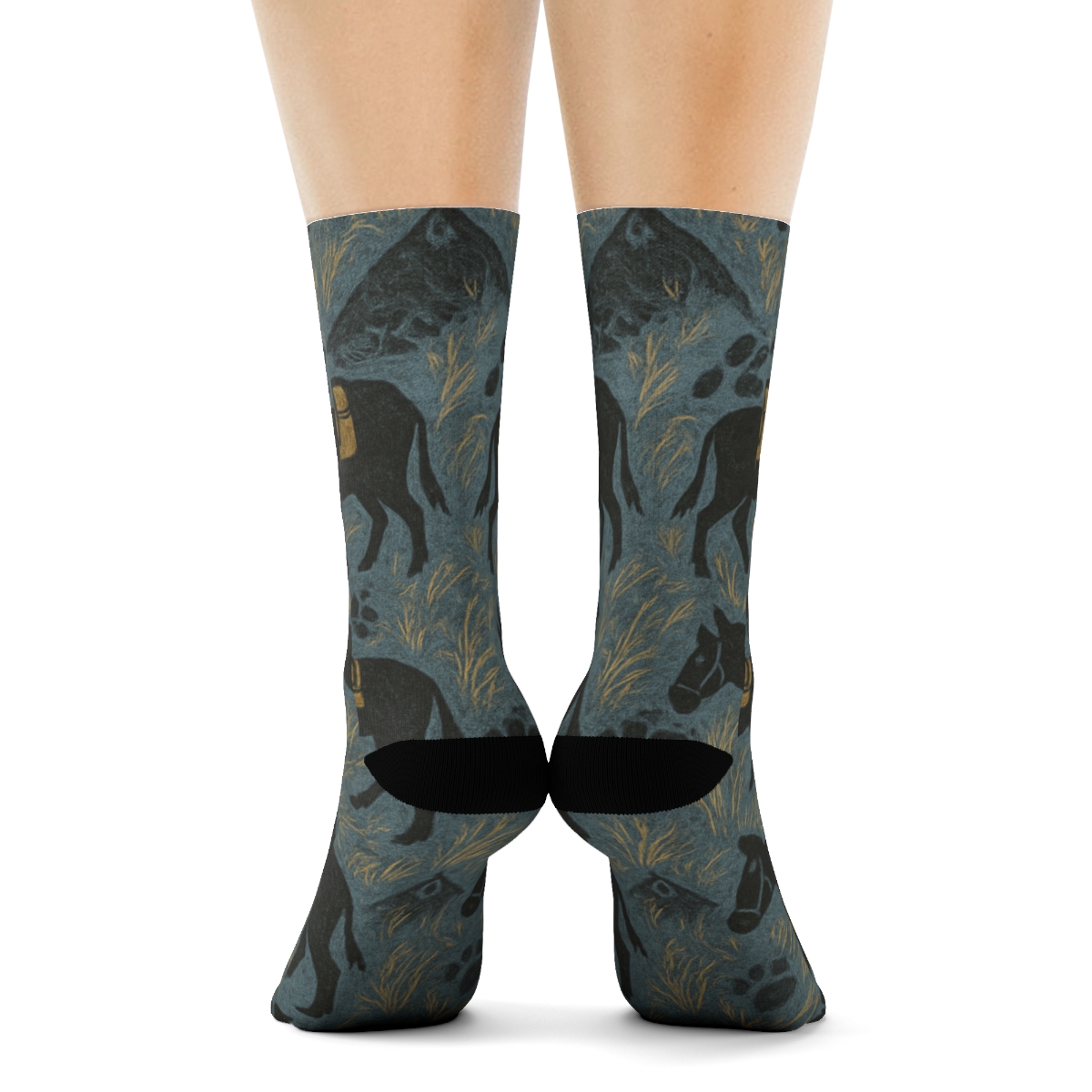 Slate Gray Tiled Donkey Hoofprint Collage unique graphic crew socks