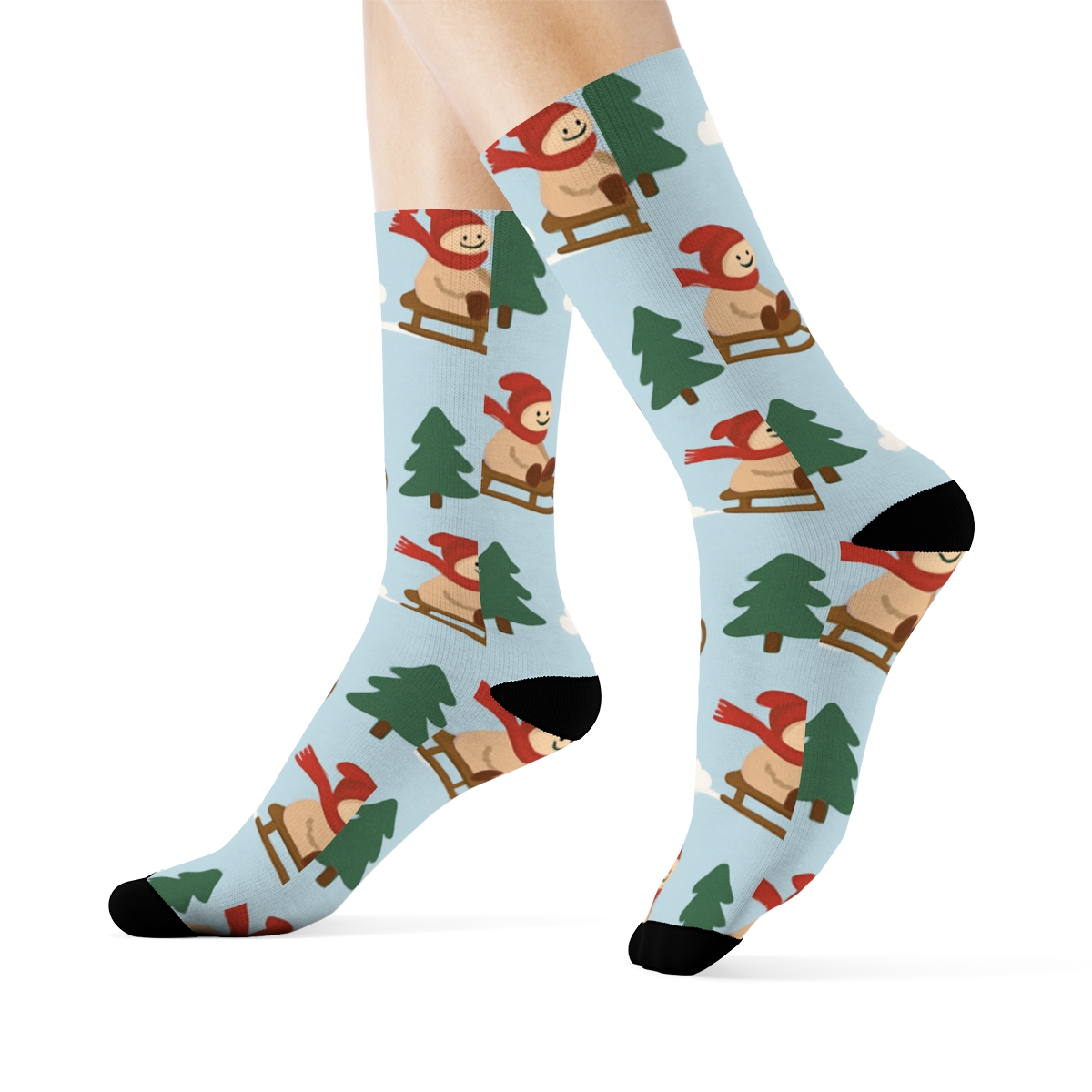 Sled Ride Rhythm Holiday stylish athletic crew socks