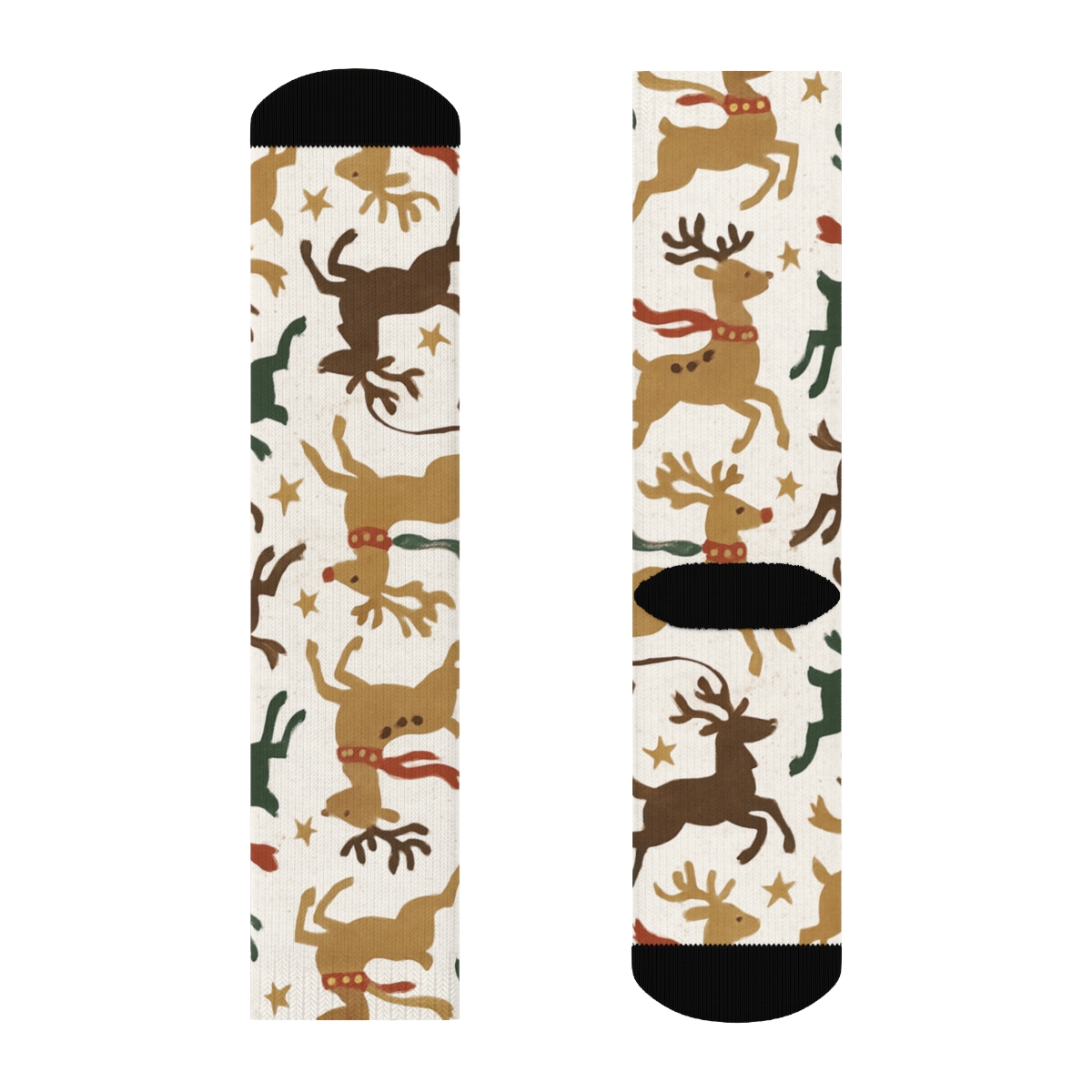 Sleigh Party Reindeer Repeat, Rudolph Edition designer printed crew socks