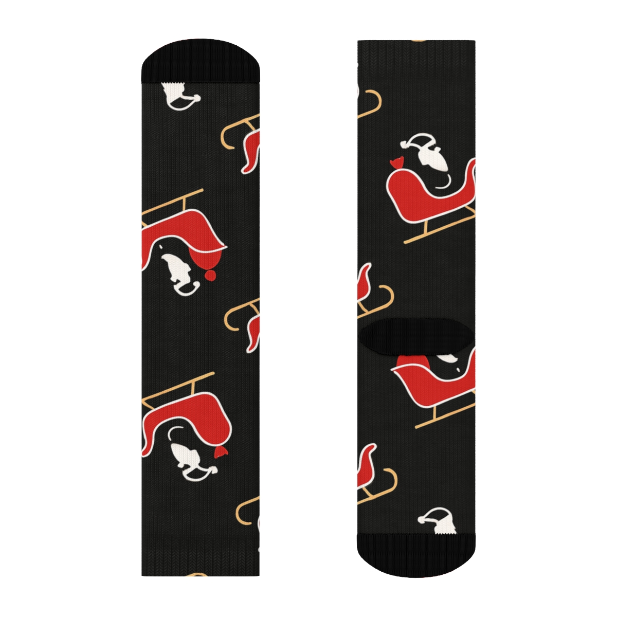 Sleigh Silhouette With Santa Midphrase designer printed crew socks