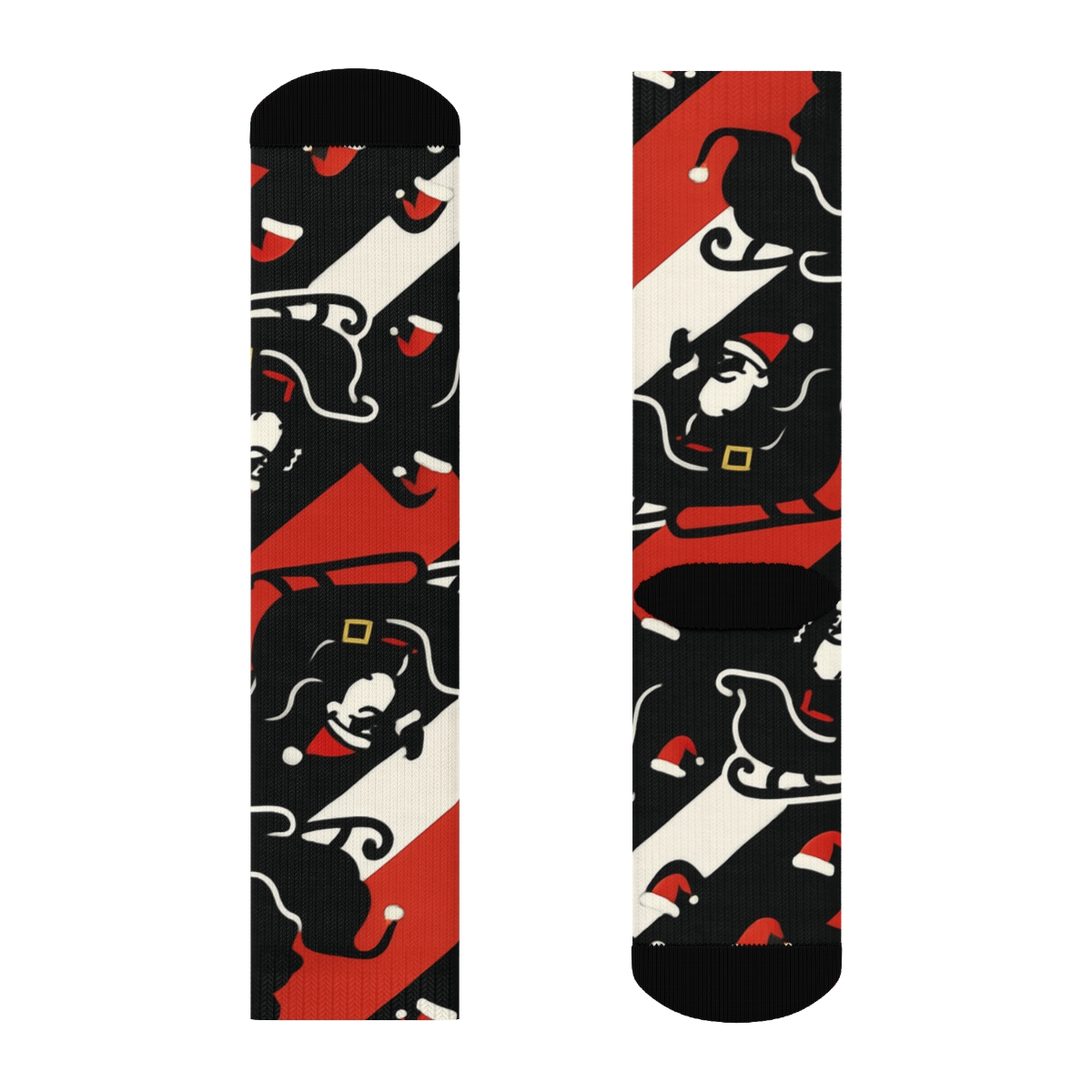 Sleigh Silhouette With Santa Motif stylish athletic crew socks