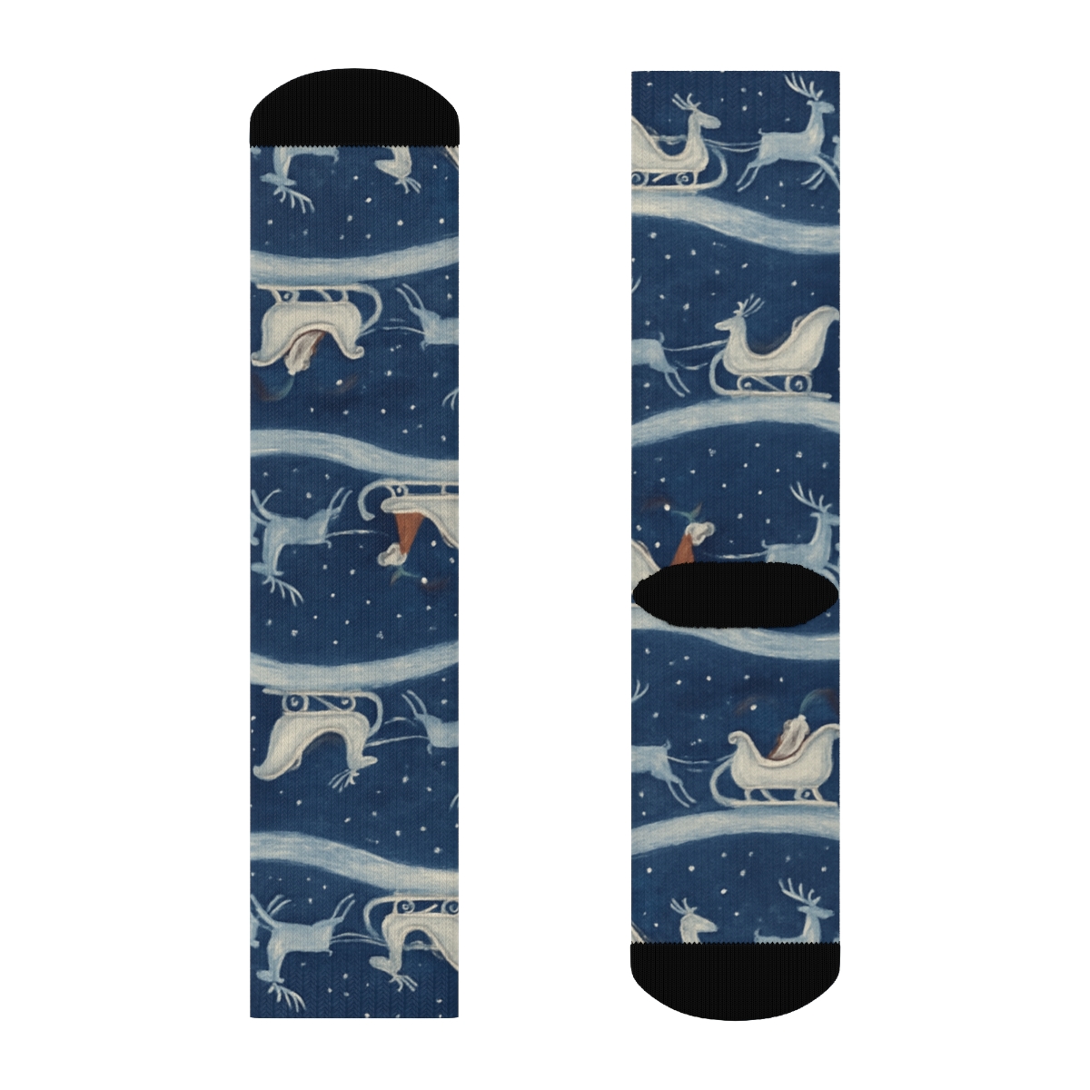 Sleigh Wave With Santa Claus Motifs soft everyday crew socks