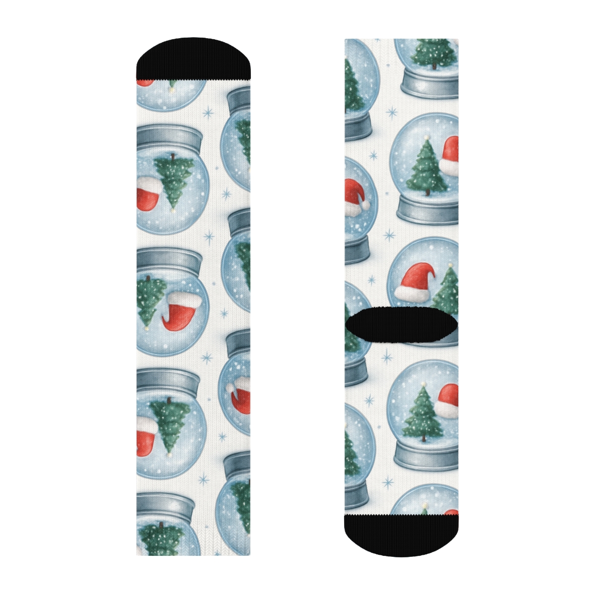 Snow Globe Grid With Christmas Scenes trendy patterned crew socks