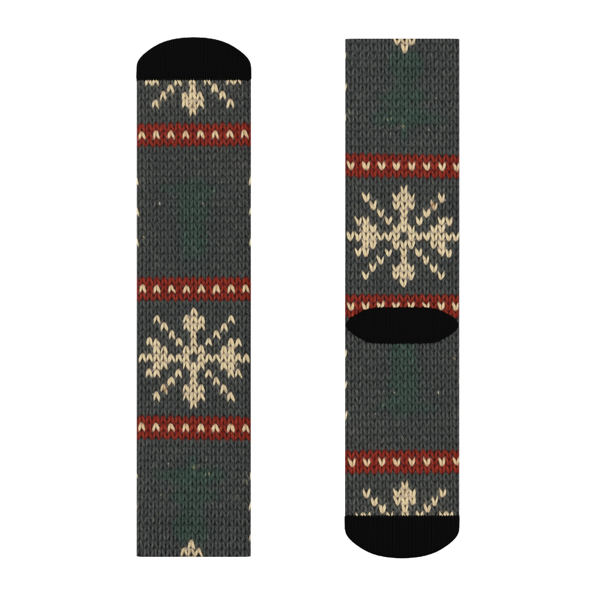 Snowflake Bands In Cozy Xmas Knit custom crew socks