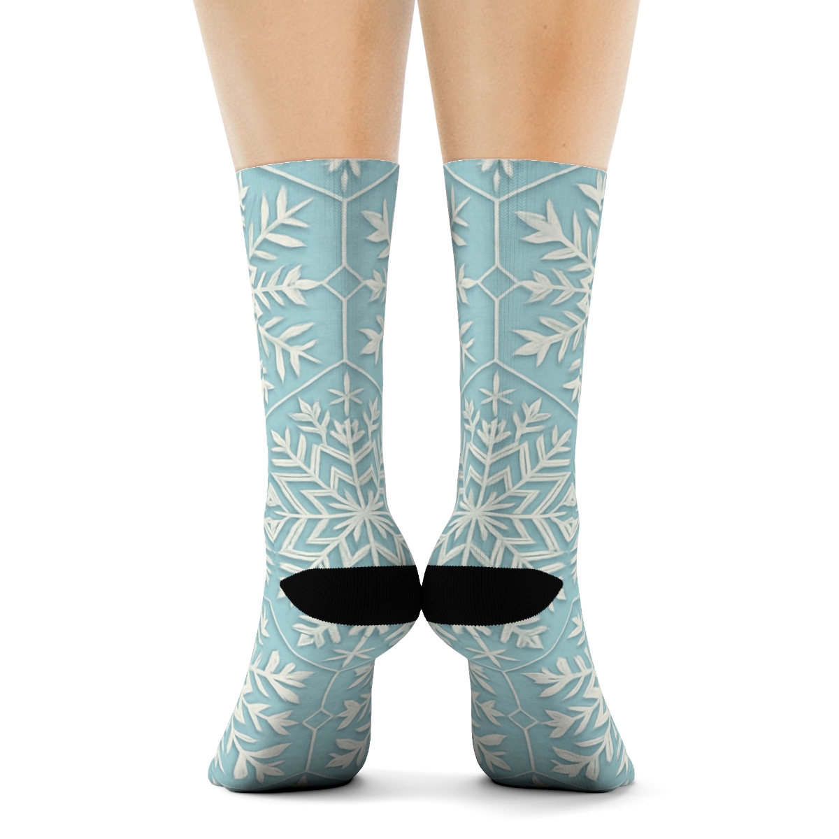 Snowflake Hexagonal Repeat Holiday custom crew socks