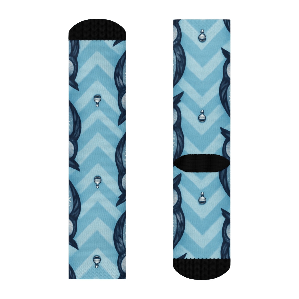 Snowflake Owl Chevron On Ice Blue Background soft everyday crew socks
