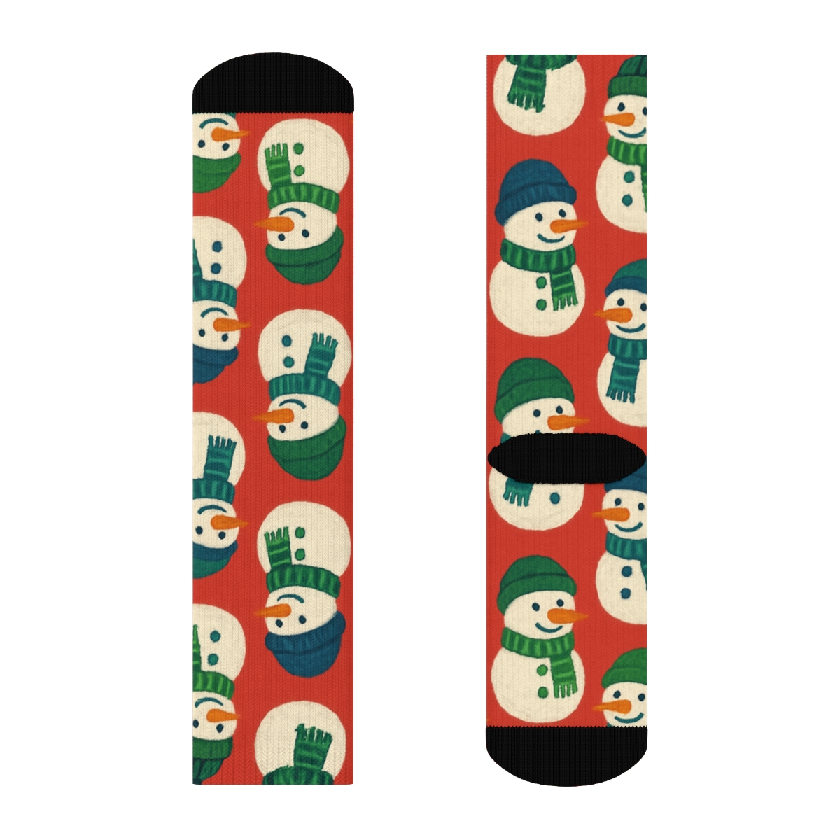 Snowman Parade In Bright Red unique graphic crew socks