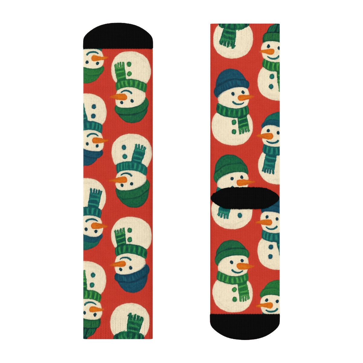Snowman Parade In Bright Red unique graphic crew socks