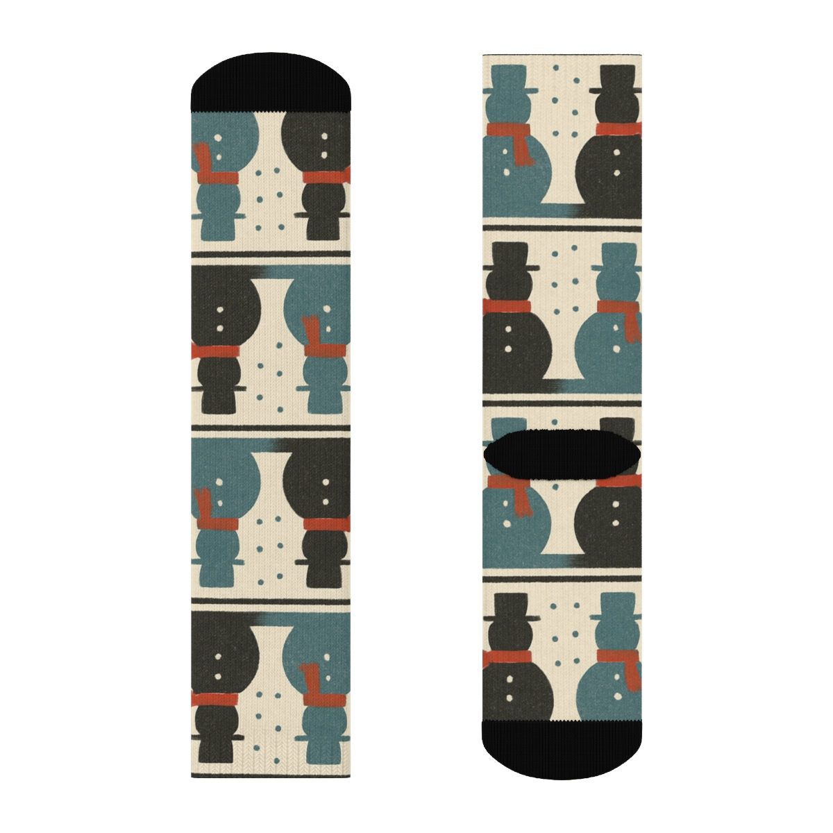 Snowman Silhouette With Christmas Border premium sports crew socks