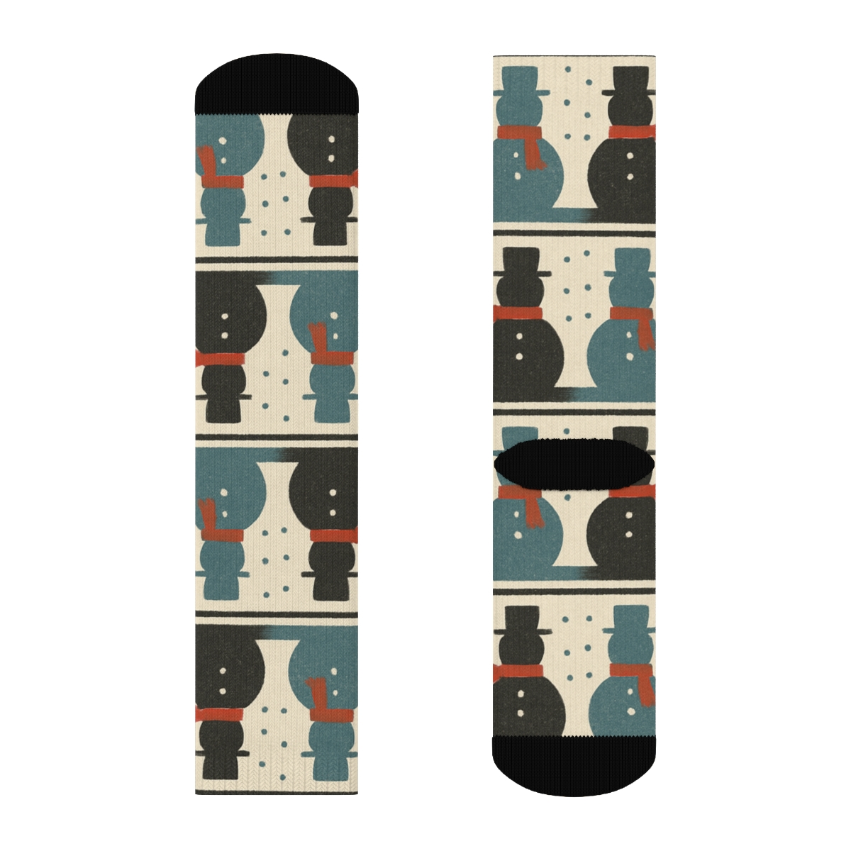 Snowman Silhouette With Christmas Border premium sports crew socks