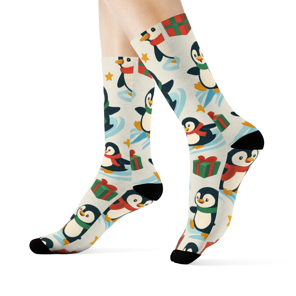 Snowy Penguin Gift Box Scatter trendy patterned crew socks