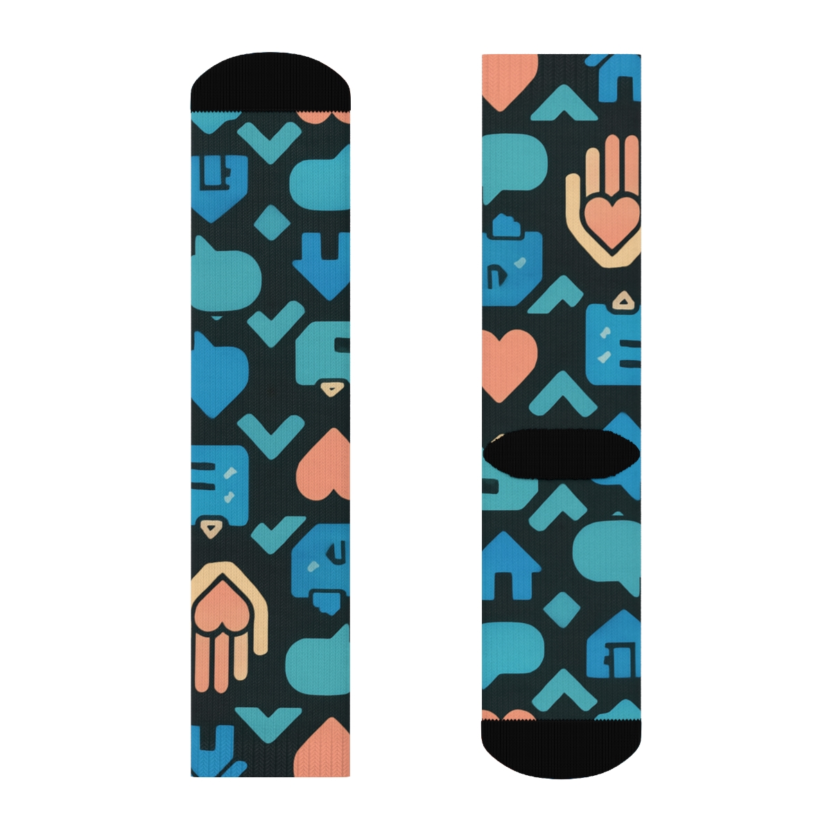 Social Worker Helping Hands Chevron On Charcoal custom crew socks