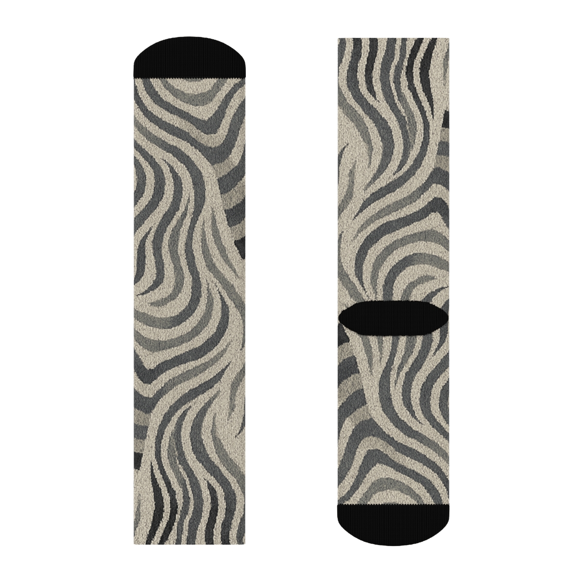 Soft Gray Zebra Mane Wave Knit Illusion comfortable cotton crew socks