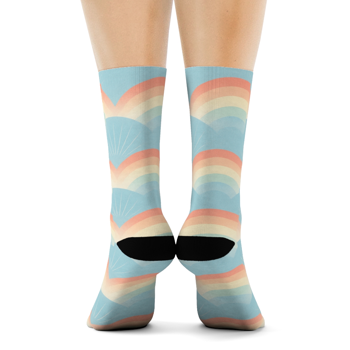 Soft Horizon Rainbow Band Tapestry custom crew socks