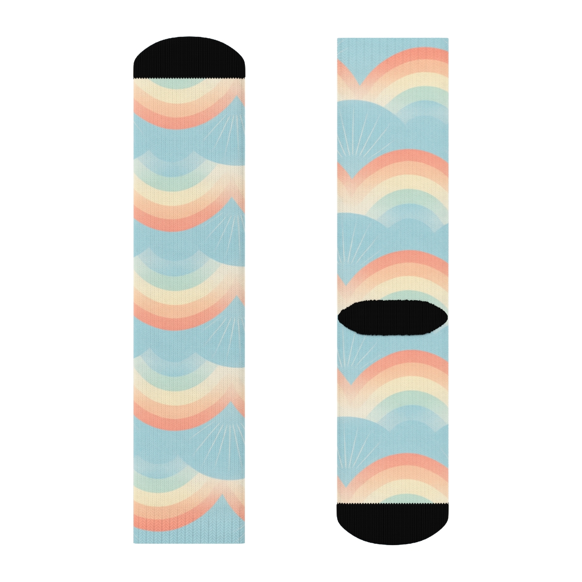 Soft Horizon Rainbow Band Tapestry custom crew socks