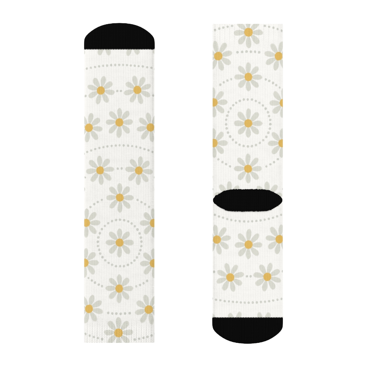 Solar Daisy Orbit Rings On White Background soft everyday crew socks